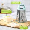 imageBox Grater with Storage Container ampamp Lid MultiSided Stainless Steel Grater for Fine Medium Coarse Shreds ampamp Slicing NonSlip Base Dishwasher Safe Aqua