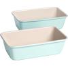imageClean Ceramic 14Inch x 10Inch Roasting Pan Durable Aluminized Steel for Professional Results Clean Ceramic Nonstick Coating Oven Safe to 425F Dishwasher Safe AquaAqua
