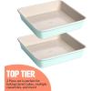 imageClean Ceramic 14Inch x 10Inch Roasting Pan Durable Aluminized Steel for Professional Results Clean Ceramic Nonstick Coating Oven Safe to 425F Dishwasher Safe AquaAqua