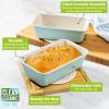 imageClean Ceramic 14Inch x 10Inch Roasting Pan Durable Aluminized Steel for Professional Results Clean Ceramic Nonstick Coating Oven Safe to 425F Dishwasher Safe AquaAqua