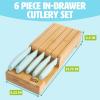 imageInDrawer Kitchen Knife Set SpaceSaving Cutlery and Kitchen Organizer Includes Chef Bread Santoku Utility and Paring Knives 6Piece Aqua