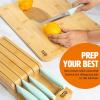 imageInDrawer Kitchen Knife Set SpaceSaving Cutlery and Kitchen Organizer Includes Chef Bread Santoku Utility and Paring Knives 6Piece Aqua