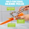 imageJulienne Vegetable Peeler with Cleaning Brush Sharp Stainless Steel Blades 2 Piece Set Dishwasher Safe