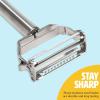 imageJulienne Vegetable Peeler with Cleaning Brush Sharp Stainless Steel Blades 2 Piece Set Dishwasher Safe