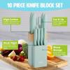 imageKitchen Knife Set with Block Cutlery Set includes Chef Bread Utility Paring Steak Knives ampamp Shears 10Piece AquaAqua