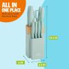 imageKitchen Knife Set with Block Cutlery Set includes Chef Bread Utility Paring Steak Knives ampamp Shears 10Piece AquaAqua