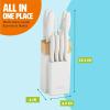imageKitchen Knife Set with Block Cutlery Set includes Chef Bread Utility Paring Steak Knives ampamp Shears 10Piece AquaWhite