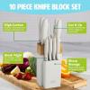 imageKitchen Knife Set with Block Cutlery Set includes Chef Bread Utility Paring Steak Knives ampamp Shears 10Piece AquaWhite