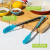 imageMighty Tongs 12Inch Steel Reinforced Silicone Teeth Heat Resistant to 400F Safe for NonStick Surfaces Locking Design for Easy Storage Dishwasher Safe Blue