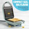 imageMini Nonstick Waffle Maker Perfect for Individual Waffles Hash Browns Brownies and more Quick Results Easy Clean Up 600W YellowAqua