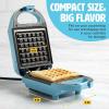 imageMini Nonstick Waffle Maker Perfect for Individual Waffles Hash Browns Brownies and more Quick Results Easy Clean Up 600W YellowBlue