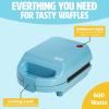 imageMini Nonstick Waffle Maker Perfect for Individual Waffles Hash Browns Brownies and more Quick Results Easy Clean Up 600W YellowBlue