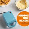 imageMini Nonstick Waffle Maker Perfect for Individual Waffles Hash Browns Brownies and more Quick Results Easy Clean Up 600W YellowBlue