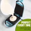 imageMini Nonstick Waffle Maker Perfect for Individual Waffles Hash Browns Brownies and more Quick Results Easy Clean Up 600W YellowBlue
