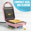 imageMini Nonstick Waffle Maker Perfect for Individual Waffles Hash Browns Brownies and more Quick Results Easy Clean Up 600W YellowPink