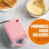 imageMini Nonstick Waffle Maker Perfect for Individual Waffles Hash Browns Brownies and more Quick Results Easy Clean Up 600W YellowPink