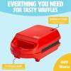 imageMini Nonstick Waffle Maker Perfect for Individual Waffles Hash Browns Brownies and more Quick Results Easy Clean Up 600W YellowRed