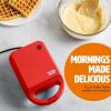 imageMini Nonstick Waffle Maker Perfect for Individual Waffles Hash Browns Brownies and more Quick Results Easy Clean Up 600W YellowRed