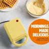 imageMini Nonstick Waffle Maker Perfect for Individual Waffles Hash Browns Brownies and more Quick Results Easy Clean Up 600W YellowYellow