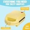 imageMini Nonstick Waffle Maker Perfect for Individual Waffles Hash Browns Brownies and more Quick Results Easy Clean Up 600W YellowYellow