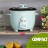imageMini Rice Cooker with Removable Nonstick Bowl and Auto Keep Warm Function Great For Soups Stews Grains and Oats 6 Cups Cooked 3 Cups Uncooked 15Quart WhiteAqua