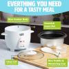 imageMini Rice Cooker with Removable Nonstick Bowl and Auto Keep Warm Function Great For Soups Stews Grains and Oats 6 Cups Cooked 3 Cups Uncooked 15Quart WhiteWhite