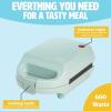 imageMini Sandwich Maker Makes Sandwiches Paninis Grilled Cheese Desserts Quick Results Easy Cleanup 600W AquaAqua