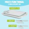 imageMultifunctional Cutlery Set Includes Cutting Board with BuiltIn 75Quart Collapsible Tub Utility and Paring Knives Space Saving Design 3Piece Set Dishwasher Safe