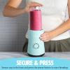 imagePersonal Blender With Cups 350W Powerful Blending Motor 9Piece Set With 4 Cups ampamp Travel Lid Compact ampamp Portable WhiteAqua