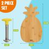 imagePineapple Slicer and Bamboo Board Set Cores and Slices Pineapples Set Includes Renewable Bamboo Pineapple Shaped Cutting Board and Stainless Steel Slicer with Nonslip Handle 2Piece Set