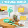 imageSalad Shakers with Sporks Bring Salads and Snacks to Go AllInOne Container Convenient Carry Handle Separate Compartments 2Pack Set Aqua