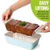 imageSmart Solutions Bakeware 9Inch x 5Inch Loaf Pan with Easy Lift Insert Durable Steel for Even Baking Premium Nonstick Coating Perforated Insert for Easy Lifting Dishwasher Safe AquaAqua