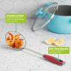 imageStainless Steel Round Wire Skimmer Comfort Grip Handle for Safe Scooping Skimming and Serving 5quot Diameter Red
