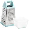 imageBox Grater with Storage Container ampamp Lid MultiSided Stainless Steel Grater for Fine Medium Coarse Shreds ampamp Slicing NonSlip Base Dishwasher Safe Aqua