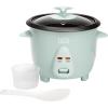 imageMini Rice Cooker with Removable Nonstick Bowl and Auto Keep Warm Function Great For Soups Stews Grains and Oats 6 Cups Cooked 3 Cups Uncooked 15Quart WhiteAqua