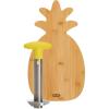 imagePineapple Slicer and Bamboo Board Set Cores and Slices Pineapples Set Includes Renewable Bamboo Pineapple Shaped Cutting Board and Stainless Steel Slicer with Nonslip Handle 2Piece Set