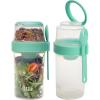 imageSalad Shakers with Sporks Bring Salads and Snacks to Go AllInOne Container Convenient Carry Handle Separate Compartments 2Pack Set Aqua
