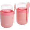 imageTravel Snack Cups with Spoons OnTheGo Snacking Divided Compartments Great for Nuts Cereal Granola Yogurt and More Made Without BPA 2Pack BluePink