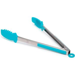 imageMighty Tongs 12Inch Steel Reinforced Silicone Teeth Heat Resistant to 400F Safe for NonStick Surfaces Locking Design for Easy Storage Dishwasher Safe Blue