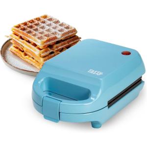 imageMini Nonstick Waffle Maker Perfect for Individual Waffles Hash Browns Brownies and more Quick Results Easy Clean Up 600W YellowBlue