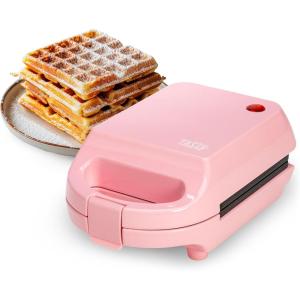 imageMini Nonstick Waffle Maker Perfect for Individual Waffles Hash Browns Brownies and more Quick Results Easy Clean Up 600W YellowPink