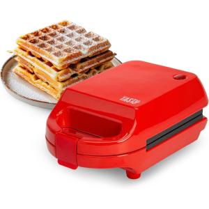 imageMini Nonstick Waffle Maker Perfect for Individual Waffles Hash Browns Brownies and more Quick Results Easy Clean Up 600W YellowRed