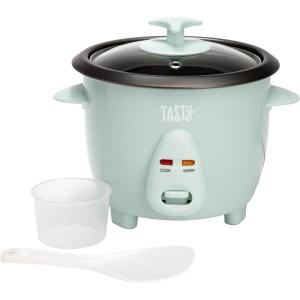 imageMini Rice Cooker with Removable Nonstick Bowl and Auto Keep Warm Function Great For Soups Stews Grains and Oats 6 Cups Cooked 3 Cups Uncooked 15Quart WhiteAqua