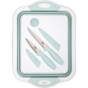 imageMultifunctional Cutlery Set Includes Cutting Board with BuiltIn 75Quart Collapsible Tub Utility and Paring Knives Space Saving Design 3Piece Set Dishwasher Safe
