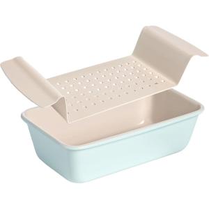 imageSmart Solutions Bakeware 9Inch x 5Inch Loaf Pan with Easy Lift Insert Durable Steel for Even Baking Premium Nonstick Coating Perforated Insert for Easy Lifting Dishwasher Safe AquaAqua