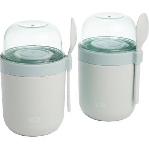 imageTravel Snack Cups with Spoons OnTheGo Snacking Divided Compartments Great for Nuts Cereal Granola Yogurt and More Made Without BPA 2Pack BlueAqua