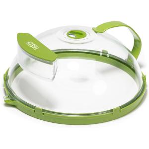imageTasty Microwave Splatter Cover with Built in Water Steamer ampamp Reservoir Fits Plates up to 9quot Helps Retain Moisture and Taste Keeps Microwave Clean Dishwasher Safe
