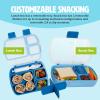 imageTasty 2Piece Snack ampamp Bento Box Set Includes Lunch Box ampamp Snack Box Portable Food Storage with BuiltIn Phone Stand Carry Handles Blue
