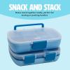 imageTasty 2Piece Snack ampamp Bento Box Set Includes Lunch Box ampamp Snack Box Portable Food Storage with BuiltIn Phone Stand Carry Handles Blue