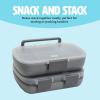 imageTasty 2Piece Snack ampamp Bento Box Set Includes Lunch Box ampamp Snack Box Portable Food Storage with BuiltIn Phone Stand Carry Handles Gray